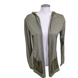 Soul Flower Womens S Olive Green Open Cardigan Hooded Eco Friendly Sustainable